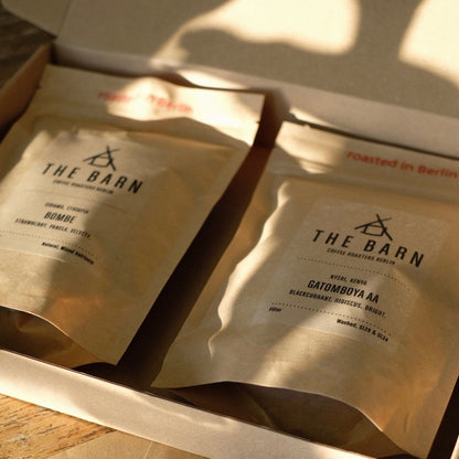 Two 250g bags of THE BARN coffee from the Gift Subscription.