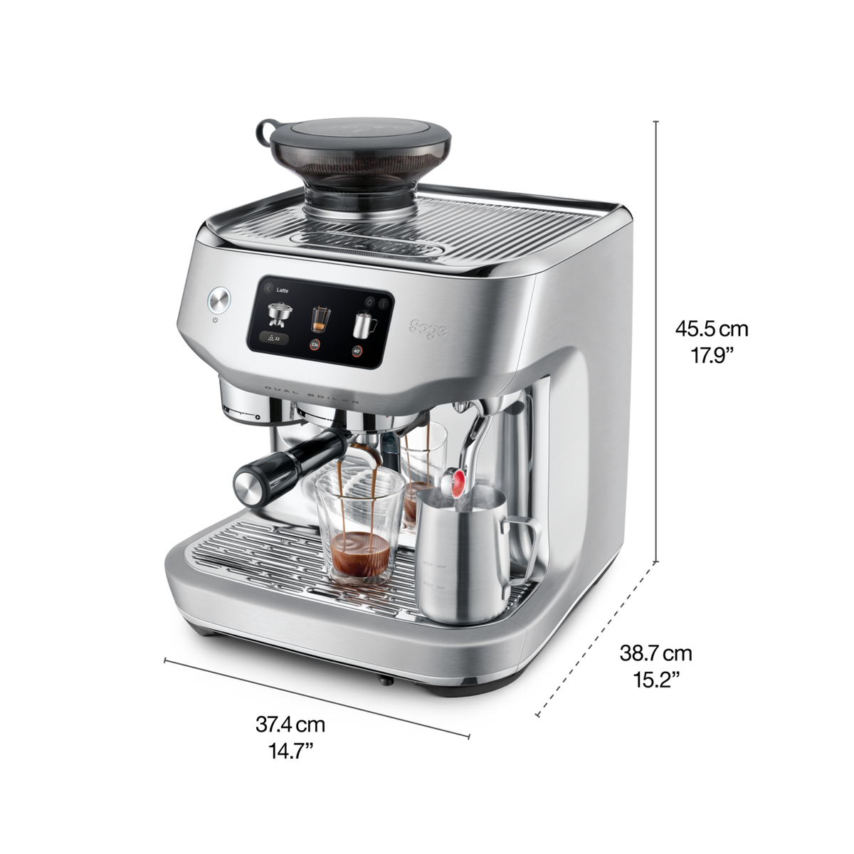 SAGE ORACLE DUAL BOILER espresso machine with dual boiler system for professional coffee at home.