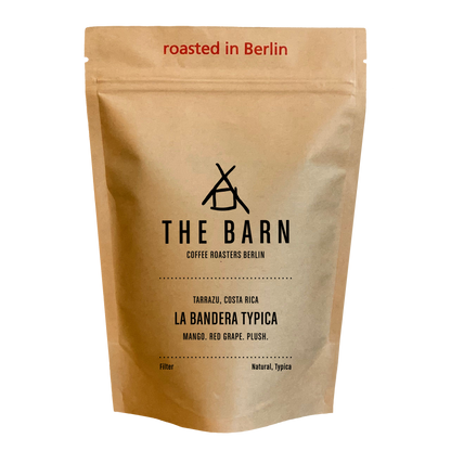 Kraft paper coffee bag from The Barn Coffee Roasters Berlin on a white background