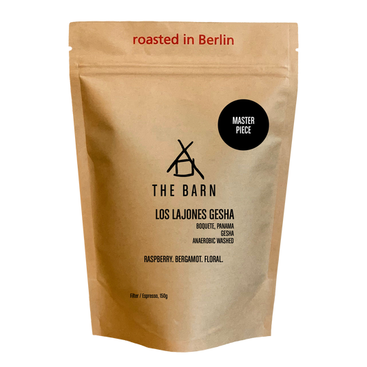 LOS LAJONES GESHA coffee bag showcasing exquisite flavors of raspberry, bergamot, and floral notes.