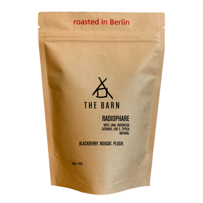 THE BARN Radiophare filter coffee from west Java, Indonesia in a 250g retail bag.